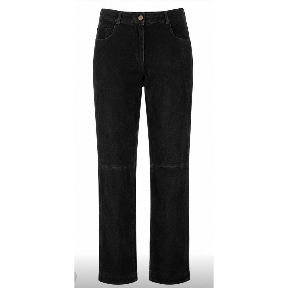 Vintage Rem Garson Black Suede Leather Straight Leg Pants 10P 90s Y2K Western